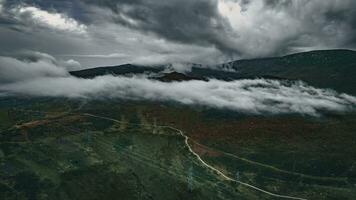 aerial view of montain in a clouds Llanfairfechan, North Wales, Cymru, UK photo