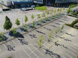 Aerial view of Modern Football Stadium MK Don at Milton Keynes City of England United Kingdom, The Footage Was captured on August 21st, 2023 During Bright sunny Day with Drone's Camera photo