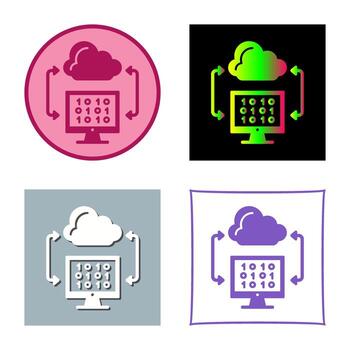icono de vector de codificación de nube