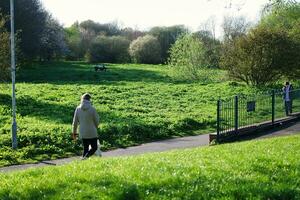 Low Angle View of Wardown Museum and Public Park of Luton City of England Great Britain, Image Captured on a Sunny Day of April 19th, 2023 photo