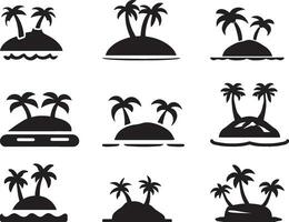 Island icon vector illustration black color set of group