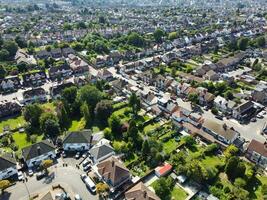 Aerial View of Residential Real Estate Homes at East of Luton City of England, Great Britain. photo