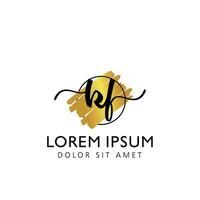 KF Initial Handwriting gold Brush Template Design vector