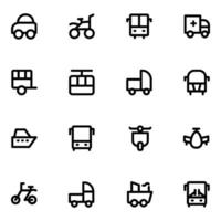 Pack of Public Rides Bold Line Icons vector