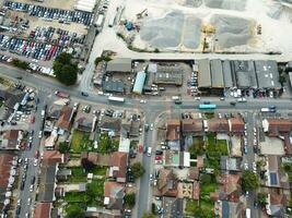 Aerial View of British City and Residential District During Sunset photo