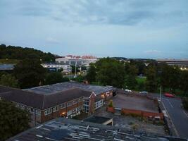 Aerial View of Illuminated Luton City of England UK after Sunset During Night of Summer. Image Was Captured with Drone's Camera on Sep 1st, 2023 photo