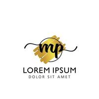 MP Initial Handwriting gold Brush Template Design vector