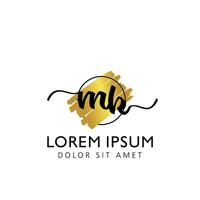 MK Initial Handwriting gold Brush Template Design vector
