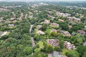 Ariel Footage of Attractive Tourist Destination at Bournemouth City Sandy Beach and Ocean of England Great Britain, Aerial Footage Captured with Drone's Camera on August 23rd, 2023 During sunny Day. photo