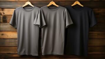 Photo gray tshirts with copy space mockup Generative AI