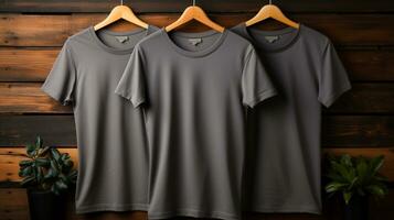 Photo gray tshirts with copy space mockup Generative AI