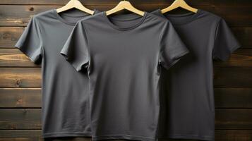 Photo gray tshirts with copy space mockup Generative AI