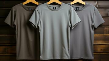 Photo gray tshirts with copy space mockup Generative AI