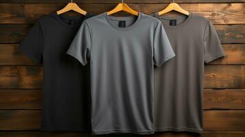 Photo gray tshirts with copy space mockup Generative AI