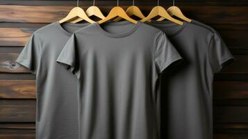 Photo gray tshirts with copy space mockup Generative AI