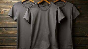 Photo gray tshirts with copy space mockup Generative AI