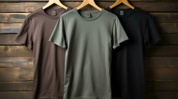 Photo gray tshirts with copy space mockup Generative AI