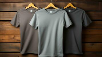 Photo gray tshirts with copy space mockup Generative AI