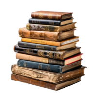 Pile of old books on transparent background, created with generative AI png