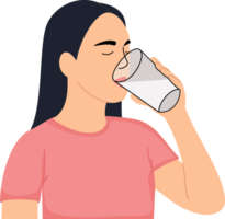 sediento joven mujer Bebiendo Fresco agua desde vaso png