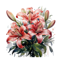 Lilie Blume Aquarell png, Lilie Blume png, transparent Hintergrund, ai generativ png