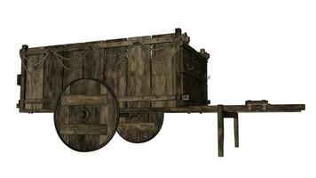 Vintage wooden wagon or cart - 3D render photo