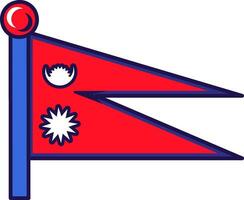 Nepal país nacional bandera en asta de bandera vector