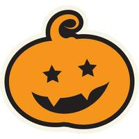 Halloween Stroked Smiling Pumpkin Sticker vector