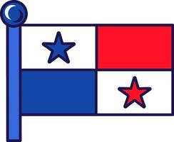 Panama country nation flag on flagpole vector