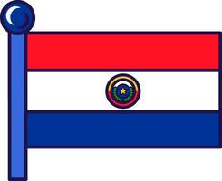 paraguay país nación bandera en asta de bandera vector