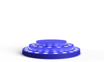 Blue color white bright light showcase presentation podium stand stage modern abstract exhibition product blank empty circle round display advertisement marketing product platform cylinder minimal png