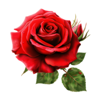 Red rose on transparent background For the day of love and Valentine's Day Generative AI png