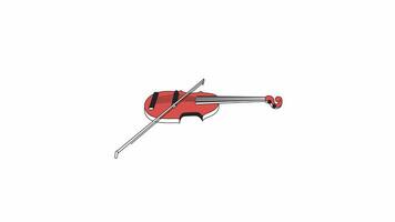 Violin musical instrument string line 2D object animation. Classical entertainment. Symphony viola flat color cartoon 4K video, alpha channel. Classic music equipment animated item on white background video