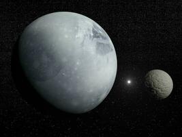 Pluton, Charon and Polaris star - 3D render photo