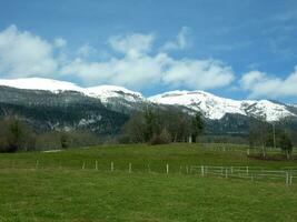 Meadows and mountain photo