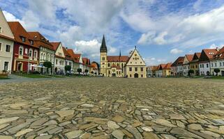 Old town square in Bardejov, Slovakia photo