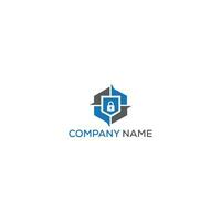 Home security system logo. Guard blue and gray symbol. Privacy concept sign in flat style. Protection icon for website, mobile app, banner, other design project. Vector illustration.