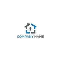 Home security system logo. Guard blue and gray symbol. Privacy concept sign in flat style. Protection icon for website, mobile app, banner, other design project. Vector illustration.