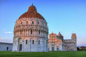 Piazza del Duomo o dei Miracoli or Cathedral Square of Miracles, Baptistery, Pisa, Italy, hdr photo