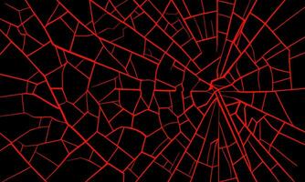 Black background with red cracks. Vector silhouette of cracks in glass.