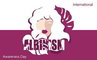 mujer con signos de albinismo en apariencia. día internacional de concientización sobre el albinismo, 13 de junio. vector