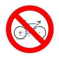 No bicycle forbidden sign, red prohibition symbol photo