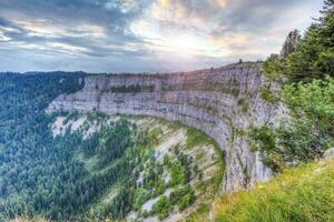 Famous cliff Creux du Van at Neuchatel, Switzerland photo