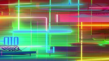 Abstract neon colors stripes background animation, Abstract moving lines background, Generative AI video