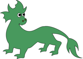 Green cartoon dragon for decoration and design. png