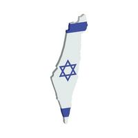 Map of Israel with flag 3d is colored in the colors of the national flag. Vector illustration