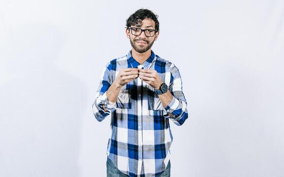 People gesturing MORE in sign language isolated. Gesticulation of MORE in sign language. Deaf and dumb person gesturing MORE in sign language. Nonverbal communication concept photo