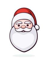 Hand drawn cartoon illustration of Santa Claus Face. Vector clip art with outline. Isolated on white background