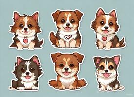 Multiple Cute dog themed vector stickers. dog photo