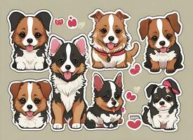 Multiple Cute dog themed vector stickers. dog photo